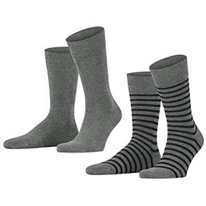ESPRIT Heren Sokken Fine Stripe 2-Pack M SO Katoen Gedessineerd Multipack 2 Paar, Grijs (Light Grey 3400), 43-46