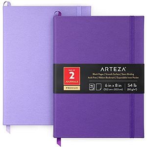 Arteza Bullet Journal Notitieboekje, 15,2 x 20,3 cm, Set van 2, 96 Pagina's, 80 g/m², Lavendel en Paars, Notitieboeken met Harde Kaft en Glad Blanco Schrijfpapier