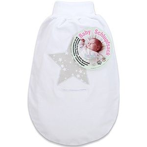 babybay Slipzak Organic Cotton met riemgleuf, witte applicatie ster parelgrijs sterren wit