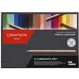 Caran d'Ache 6901.92 6902 kleurpotloden Luminance Portrait assortiment 20 kleuren, meerkleurig, 26 x 19 x 2 cm