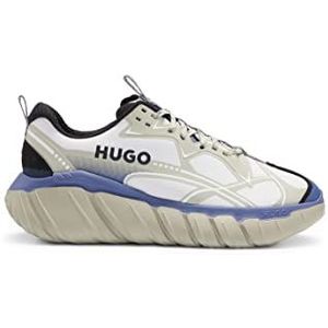 HUGO Heren Xeno Runn sneakers in hardloopschoenstijl met decoratieve reflecterende golven maat, grijs, 39 EU