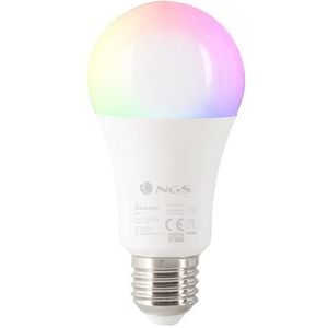 NGS GLEAM1027C - Wi-Fi Bluetooth -Ledlamp met Dimbare RGB+W-Kleuren, Slimme Lamp van 10W, E-27 806LM, Wordt Bestuurd met de APP/Alexa/Google Assistant [Energie-efficiëntieklasse A]