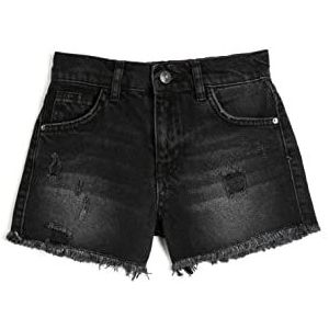 Koton Girls's Ripped Denim Pocket Gedetailleerde Buttoned Shorts, zwart (999), 4-5 Jaar