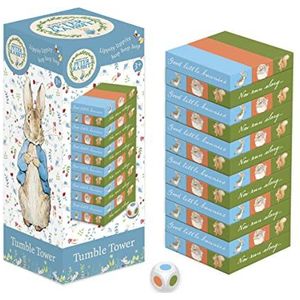 Robert Frederick - Beatrix Potter - Peter Rabbit - Tumble Tower Game - Houten Set Met Dobbelstenen - Leuk voor Kids om Hand en Oogcoördinatie te leren