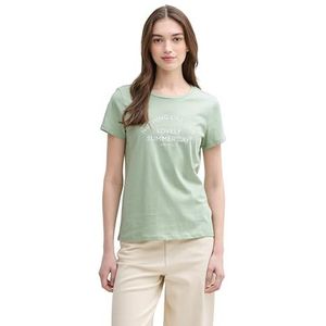 TOM TAILOR Denim T-shirt voor dames met print, 13632 - Fresh Mint Green, XS