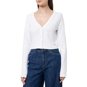 Calvin Klein Jeans - A-LS WVN LBL 2X2 CTT LV047C204G - Chemise Décontractée - Wit