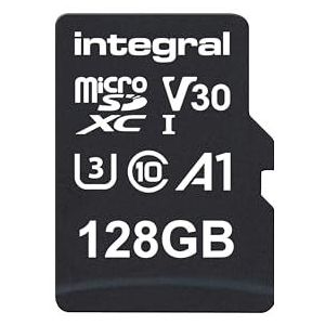 Integral 128 GB Micro SD-kaart 4K Video Premium Hoge Snelheid Geheugenkaart SDXC Tot 100MB s Leessnelheid en 50MB s Schrijfsnelheid V30 C10 U3 UHS-I A1