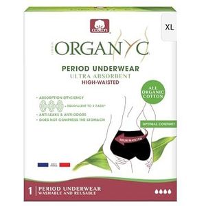 Organyc Herbruikbare menstruatieslip, extreem absorberend, zwart, maat XL