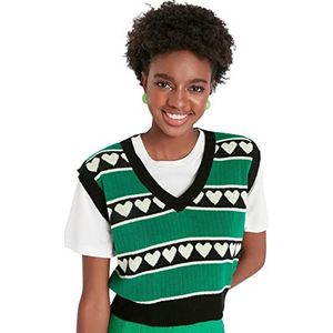 Trendyol Vrouwen Regular Standaard V-hals Gebreide Blouse, Zwart, L