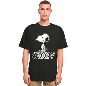 Merchcode Heren T-shirt Peanuts Snoopy Oversized Fit, katoen 100%, S, zwart, S