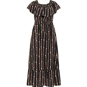 FENIA Dames maxi-jurk met allover-print 19223070-FE02, zwart, M, zwart, M