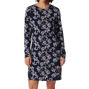 Schiesser Dames lange mouwen katoen Modal Sleepshirt Bigshirt-Nightwear nachthemd, donkerblauw bloemen, 40, Dunkelblau Floral, 40