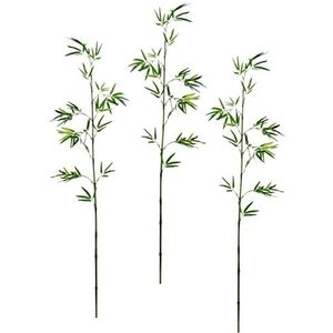 Flair Flower Bamboetak met bladeren, set van 3 bamboeplanten, kunstmatig groot, decoratieve tak, groene kunsttak, Aziatische decoratie, groene tak, bamboe, decoratieve ambus, bladtak, kunstbloemen,