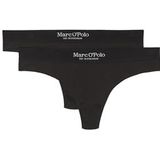 Marc O´Polo Iconic Rib 2-pack Thong slipjes Tanga, zwart, maat XS dames, Zwart, XS