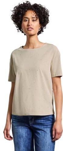 Street One - Dames Shirt - Beige - Met Decoratieve Stenen