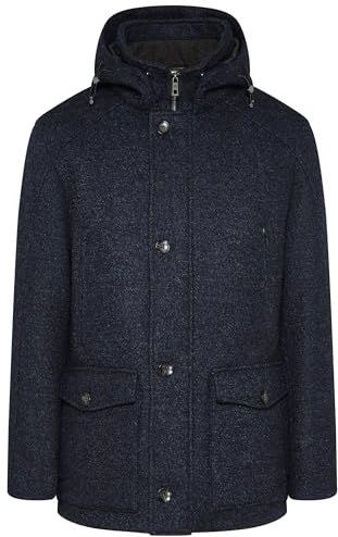 Klassieke Wollen Jas - Kraag - Afneembare Capuchon - Gevoerd - Zwart