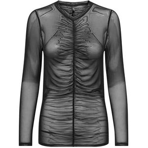 Only Onlparis L/S Ruching Top Box JRS Damestop, Zwart, M