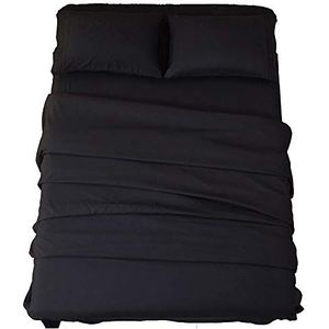 SONORO KATE Beddengoedset superzachte microvezel, draaddichtheid 1800, luxe Egyptische lakens 45 cm diepe zak rimpel en hypoallergeen, 4-delig (King Black)