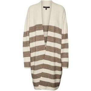 VERO MODA CURVE VMCPHILINE LS Open Cardigan GA Boo, Berken/Stripes:w. Brown Lentil, L Grote maten