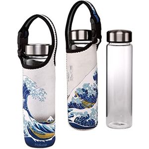 Goebel Drinkfles met neopreen hoes blauw-wit - Katsushika Hokusai - De golf 0,7 l, hoogte 26,5 cm, 67-061-48-1