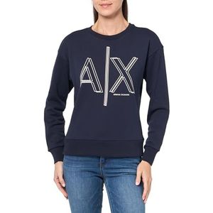 Armani Exchange Vrouwen duurzaam, bidimensionaal bedrukt logo, sweatshirt, blueberry, L, blueberry, L