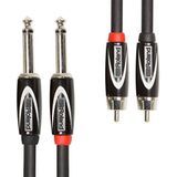 Roland Zwarte serie dubbele aansluitkabel – 6,3 mm jack op cinch, lengte: 4,5 m – RCC-15-2R28