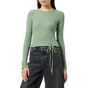 Trendyol Dames rechte lange mouwen slanke sweater, groen, L