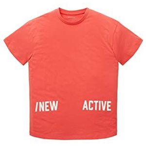 TOM TAILOR T-shirt voor jongens en kinderen met opschrift, 11042 - Plain Rood, 128 cm