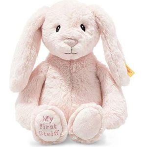Steiff Soft Cuddly Friends My First Hoppie haas, 26 cm, knuffeldier voor baby's, behaaglijk en zacht wasbaar, roze (242359), 135 g, 1 stuk
