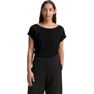 TOM TAILOR Dames T-shirt met cut-outs, 14482 - Deep Black, XXL