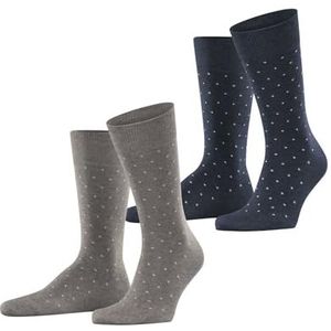 ESPRIT Heren Sokken Fine Dot 2-Pack M SO Katoen Gedessineerd Multipack 2 Paar, Veelkleurig (Blue Grey 0140), 39-42