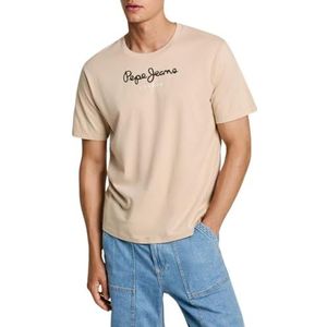 Pepe Jeans Heren Eggo N, T-shirt, bruin, XXL, Bruin (Beton Beige), XXL