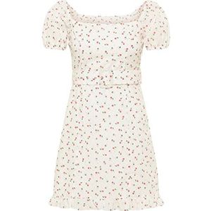 LIBBI Dames mini-jurk korte mouwen 12523312-LI01, wit, XS, wit, XS