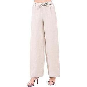 Bonateks, Vloeiend recht gesneden broek met sjaalriem, DE-maat: 38, Amerikaanse maat: M, linnen - gemaakt in Italië, roze, 38