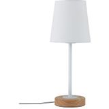Paulmann 79636 Neordic Stellan tafellamp max. 1x20W tafellamp voor E27 lampen Bedlamp wit/hout 230V stof/metaal/hout zonder gloeilampen