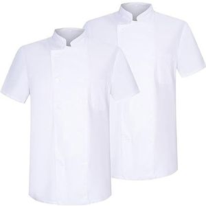 MISEMIYA - Pak 2 stuks - koksjas voor heren - chef-jas voor heren - uniform hosteleria - Ref.2-6421B, Kookjassen 8421 - wit, S