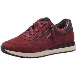 Tamaris Comfort damessneakers plat met veters met ritssluiting, donkerrood, 40 EU