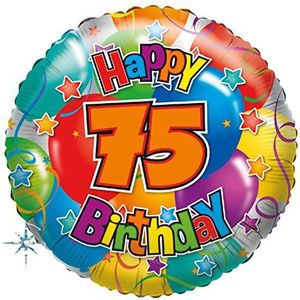 Karaloon F81075P Folieballon verjaardag Happy Birthday 75 I 45 cm I met holografisch effect verfraaien de helium ballonnen verjaardag en jubileum
