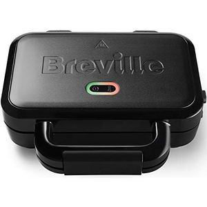 Breville VST082X Ultimate Sandwichmaker, met Extra Diepe Platen, tosti-ijzer voor het toasten van 2 schijven, afneembare, zelfklevende platen, roestvrij staal, Zwart