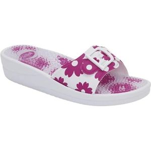 Scholl New Massage, Sandali Donna, Bianco Fucsia, 36 EU