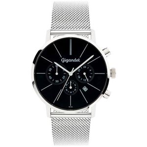 Gigandet Heren analoog Japans kwartsuurwerk horloge met roestvrij stalen armband 15VNAG32NE/006, zwart
