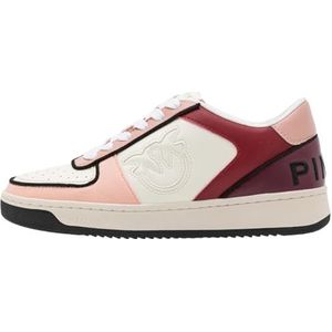 Pinko Joliet Sneaker gerecycled PU, gymschoenen voor dames, B6O_wit/roze/rood, 39 EU, B6o Wit Roze Rood, 39 EU