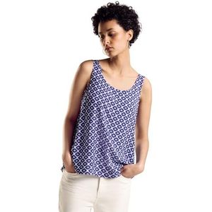 Street One - Blousetop - Blauw - Mouwloos - Grafisch Patroon, Zachte Viscosestof