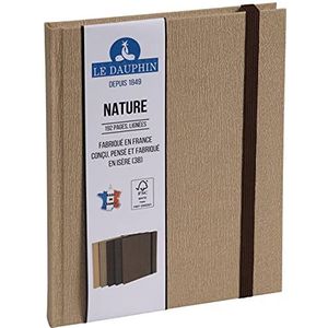 Le Delfin 26722D – 1 notitieboek natuur – binnenkant gelinieerd – elastische sluiting bruin – afmetingen 22 x 17 cm – verticaal formaat – 192 pagina's – omslag kleur bruin – FSC®-gecertificeerd