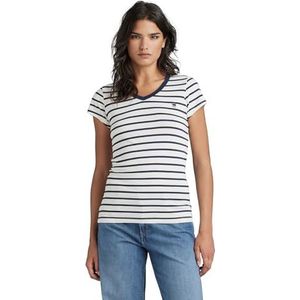 G-STAR RAW Dames Eyben Stripe Slim T-Shirt, Multicolor (Milk/Sartho Blue Stripe D244-8096), L
