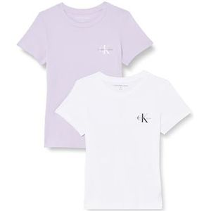 Calvin Klein Jeans S/S T-shirts voor dames, Pastel Lila/Helder Wit, 3XL grote maten