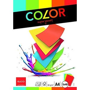 Elco Color Papier A4 80 g/m2 40 vellen per rij 200 vellen 5 verschillende kleuren