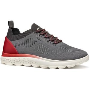 Geox U SPHERICA E sneakers voor heren, donkergrijs/rood, 41 EU, donkergrijs rood., 41 EU