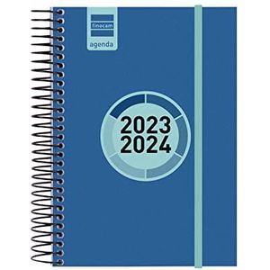 Finocam - Kalender Spir Label 2023 2024 1 dag pagina september 2023 - augustus 2024 (12 maanden) kobaltblauw Catalaans