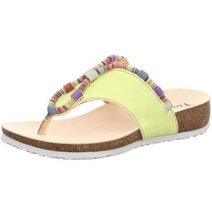 Think Julia 6000 Teenslippers voor dames, chroomvrij, gelooid, duurzame teenslippers, limoen/combi, lime combi 6000, 36 EU